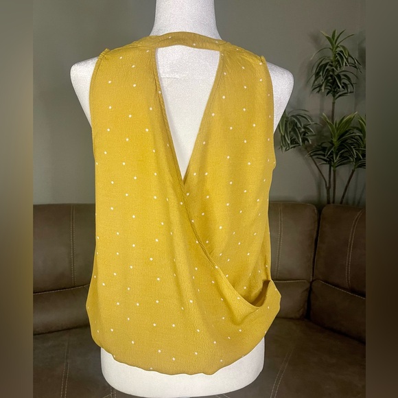 LUSH Mustard Yellow White Polkadots Surplus Wrap Bubble Top Sz Large L - Picture 8 of 13
